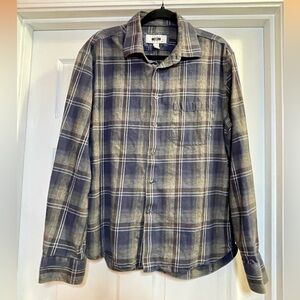 Joseph Abboud 100% Cotton Blue and Tan Plaid Shirt